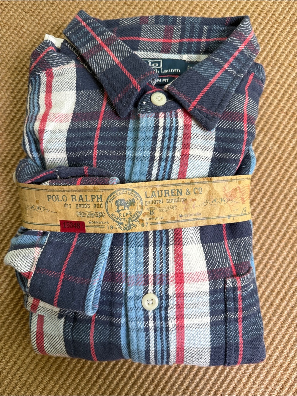 NWT Polo Ralph Lauren Men’s Red, White & Blue Heavyweight Woven Shirt XL